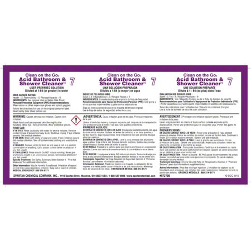 Imperial Dade - East Central | LABEL FOR 7 ACID BATHROOM AND SHOWER CLEANER